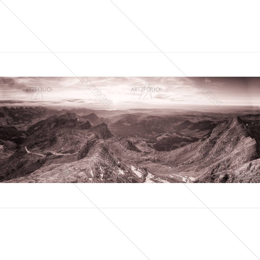 Karst Mountain at Sunset, Switzerland — custom-size art design 5005828