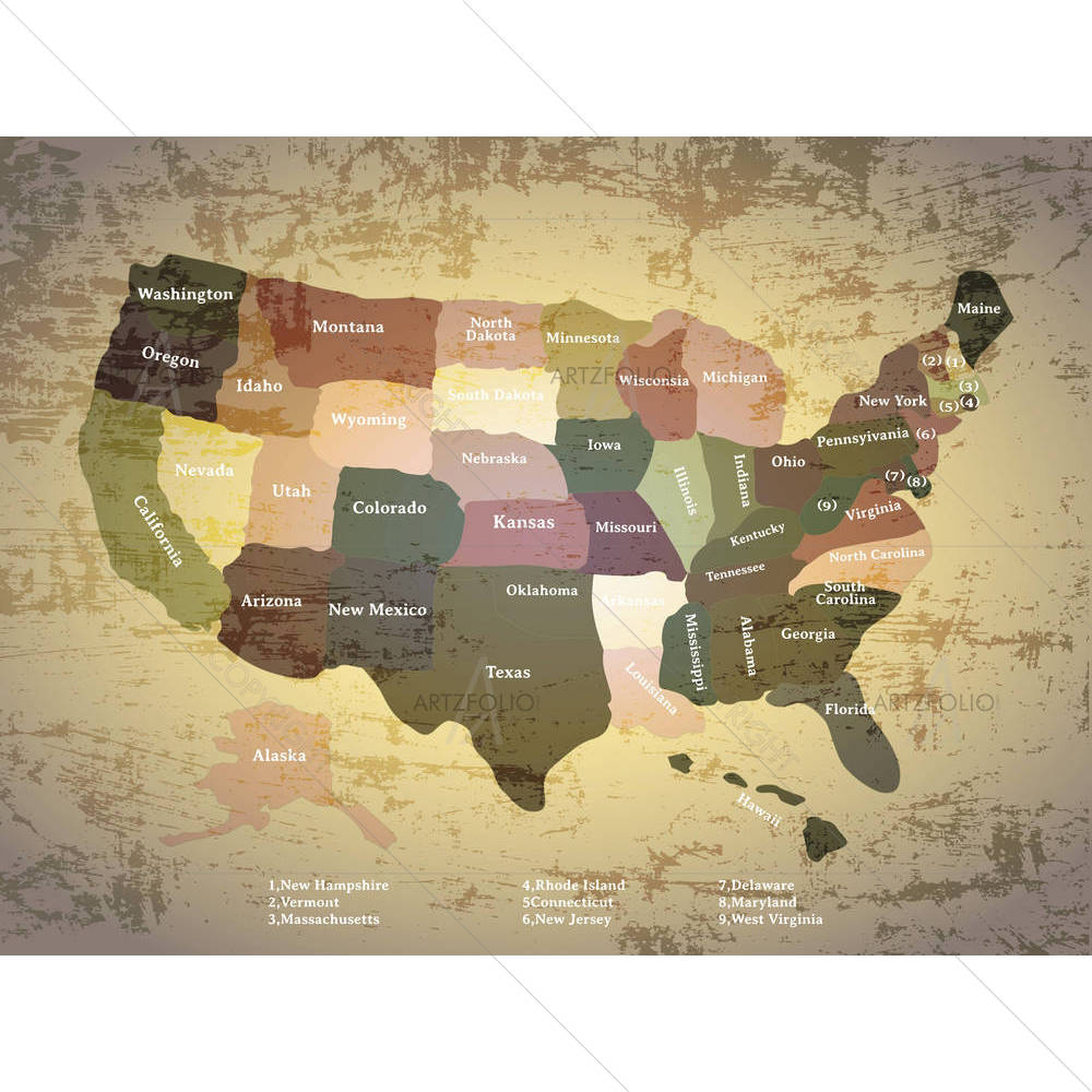 Antique Vintage Map of USA America — custom-size art design 5005835