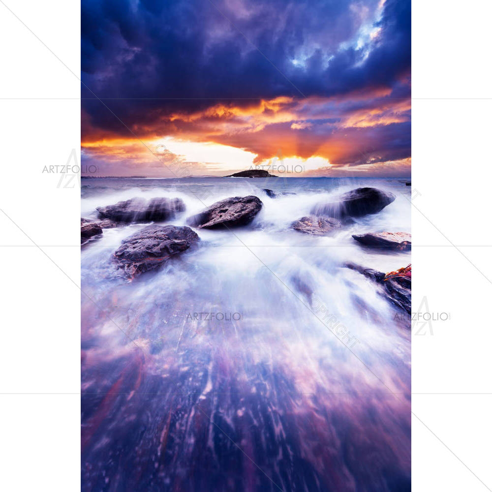 Gorgeous Sunset Over Crashing Waves — Automobiles custom art by ArtzFolio