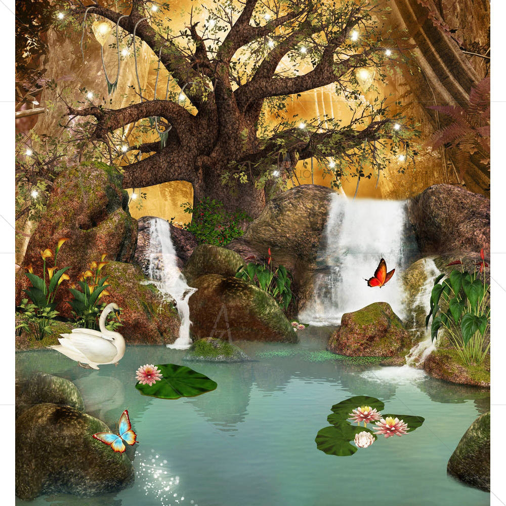 Lake In The Middle Of The Forest — custom-size art design 5005841