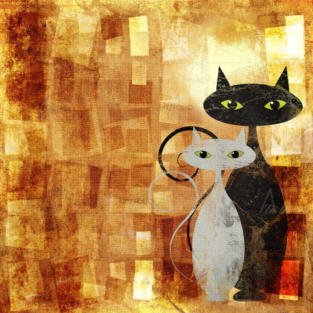 Black & White Cat D2 — custom-size art design 5005865