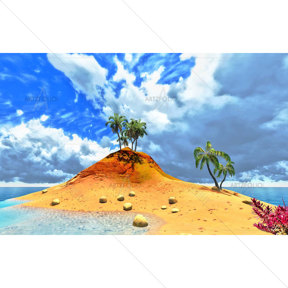 Tropical Island & Palms — Botanical custom art by ArtzFolio