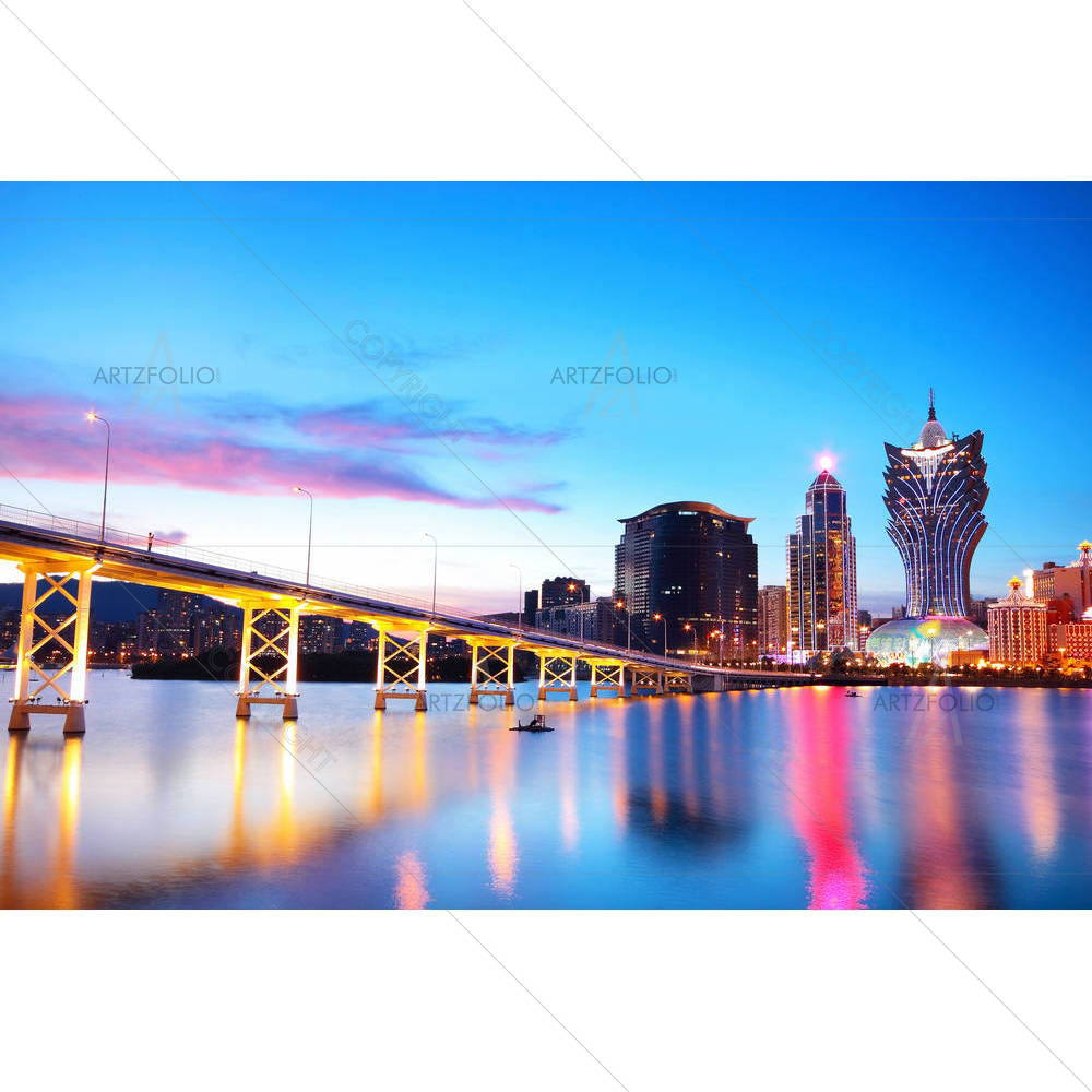 Macau Cityscape Of Bridge & Skyscraper Macao, Asia D1 — custom-size art design 5005868