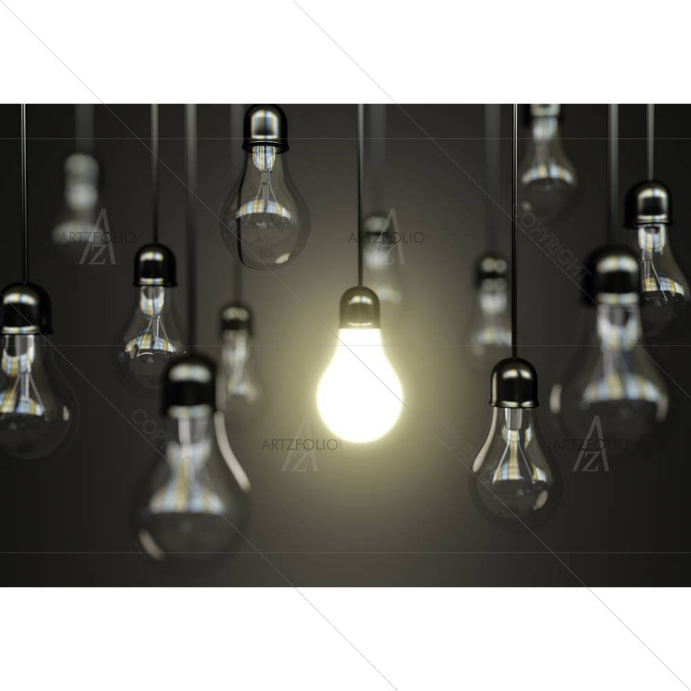 Idea Concept With Light Bulbs D1 — custom-size art design 5005875