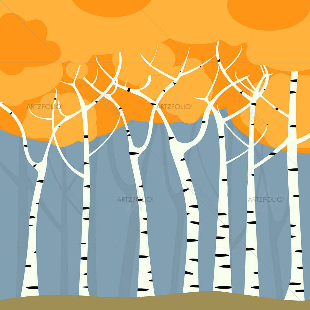 Graphic Art of Romantic Birch Forest — custom-size art design 5005878