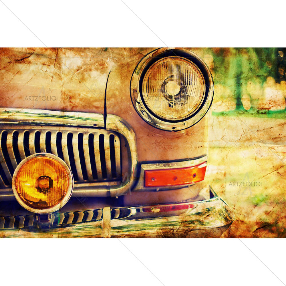 Retro Car Headlights — American custom art by ArtzFolio