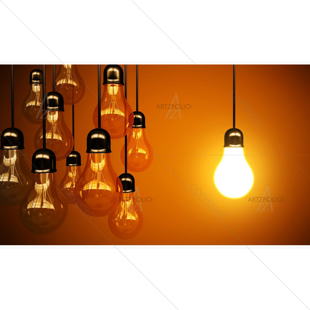 Idea Concept with Light Bulbs D3 — custom-size art design 5005886
