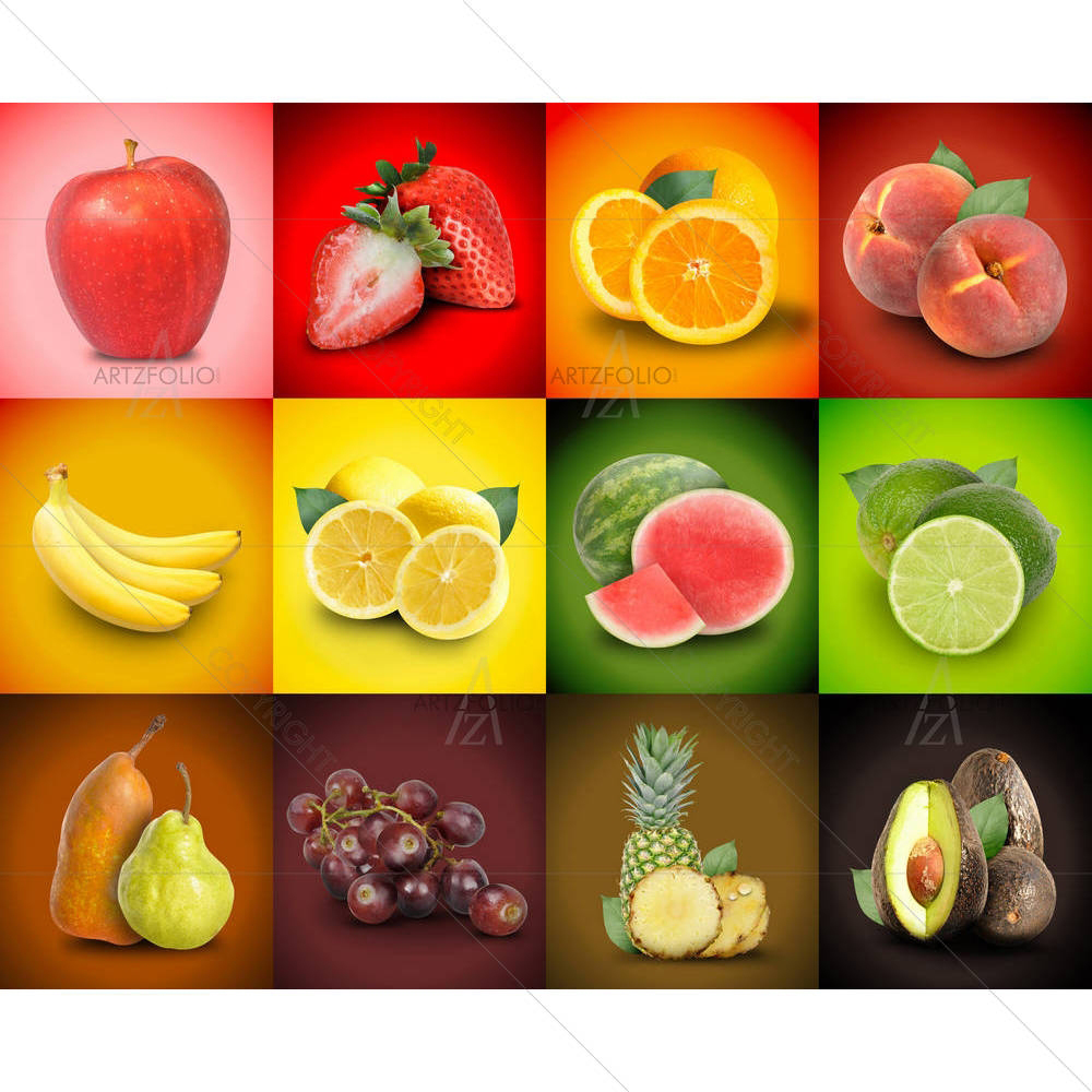 Mosaic of Colorful Fruit Squares — Cuisine custom art by ArtzFolio