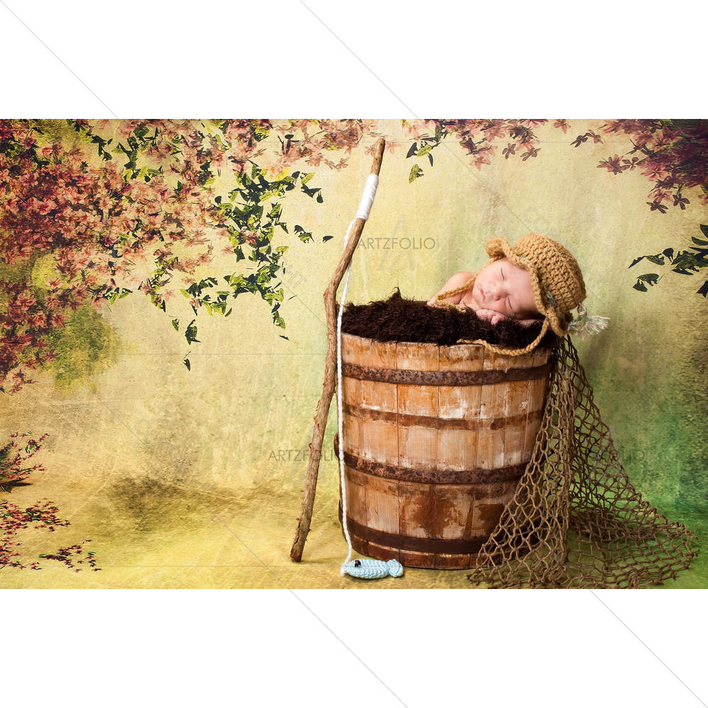 Newborn Baby Boy Sleeping D2 — Botanical custom art by ArtzFolio