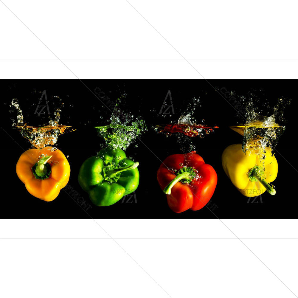 Coloured Paprika Falling into Water — Devotional custom art by ArtzFolio