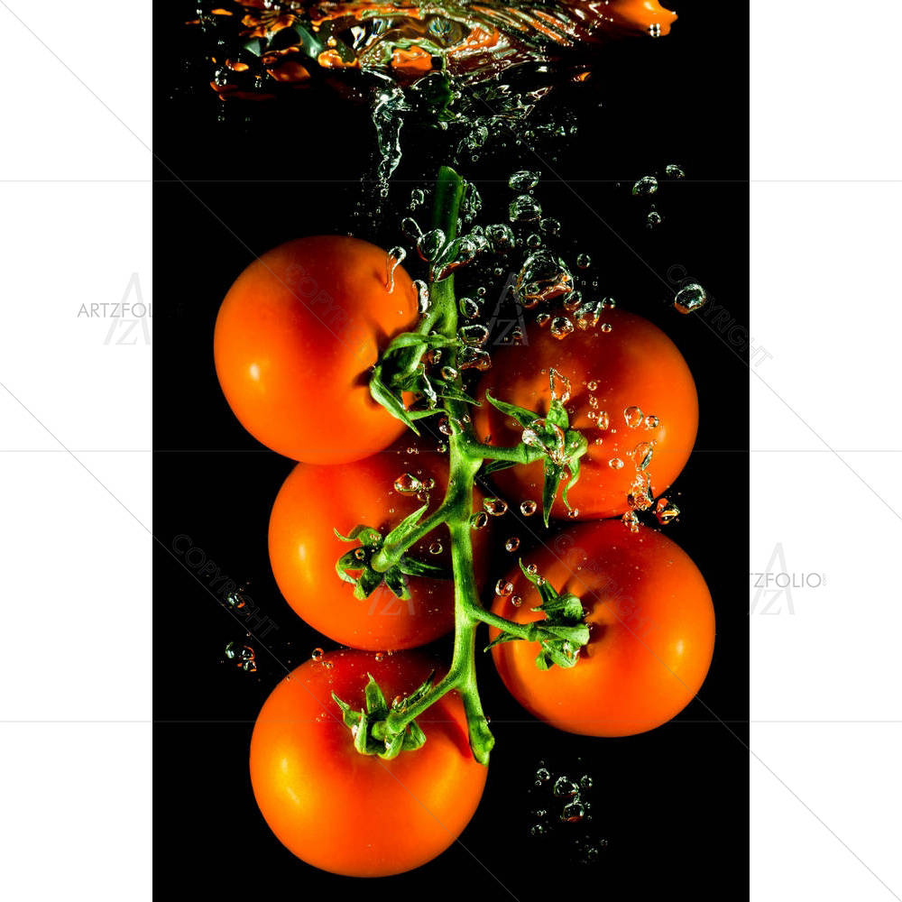 Tomatoes Falling Into Water — custom-size art design 5005945