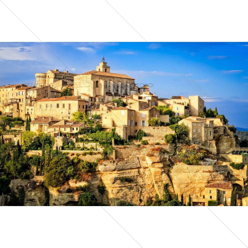 Gordes Medieval Village Sunset View, France, Europe — custom-size art design 5005951