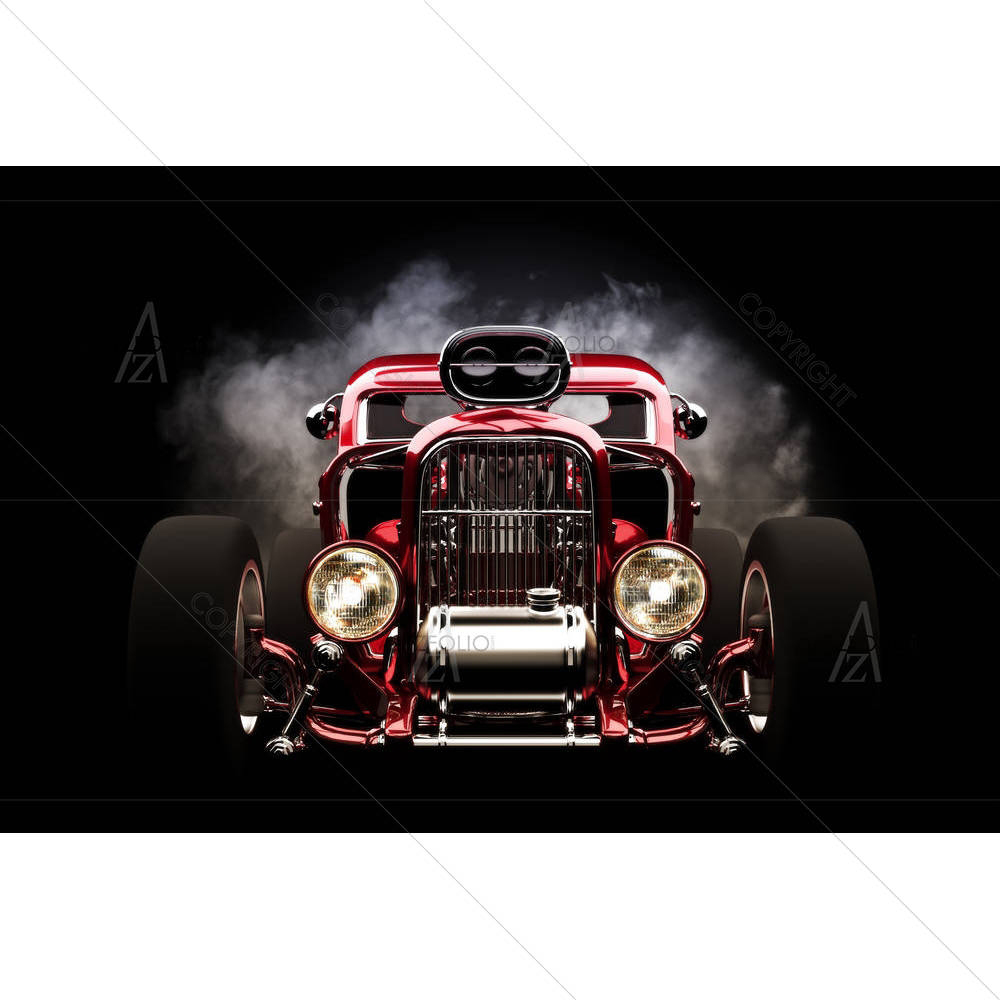 Hotrod With Smoke Background — American custom art by ArtzFolio