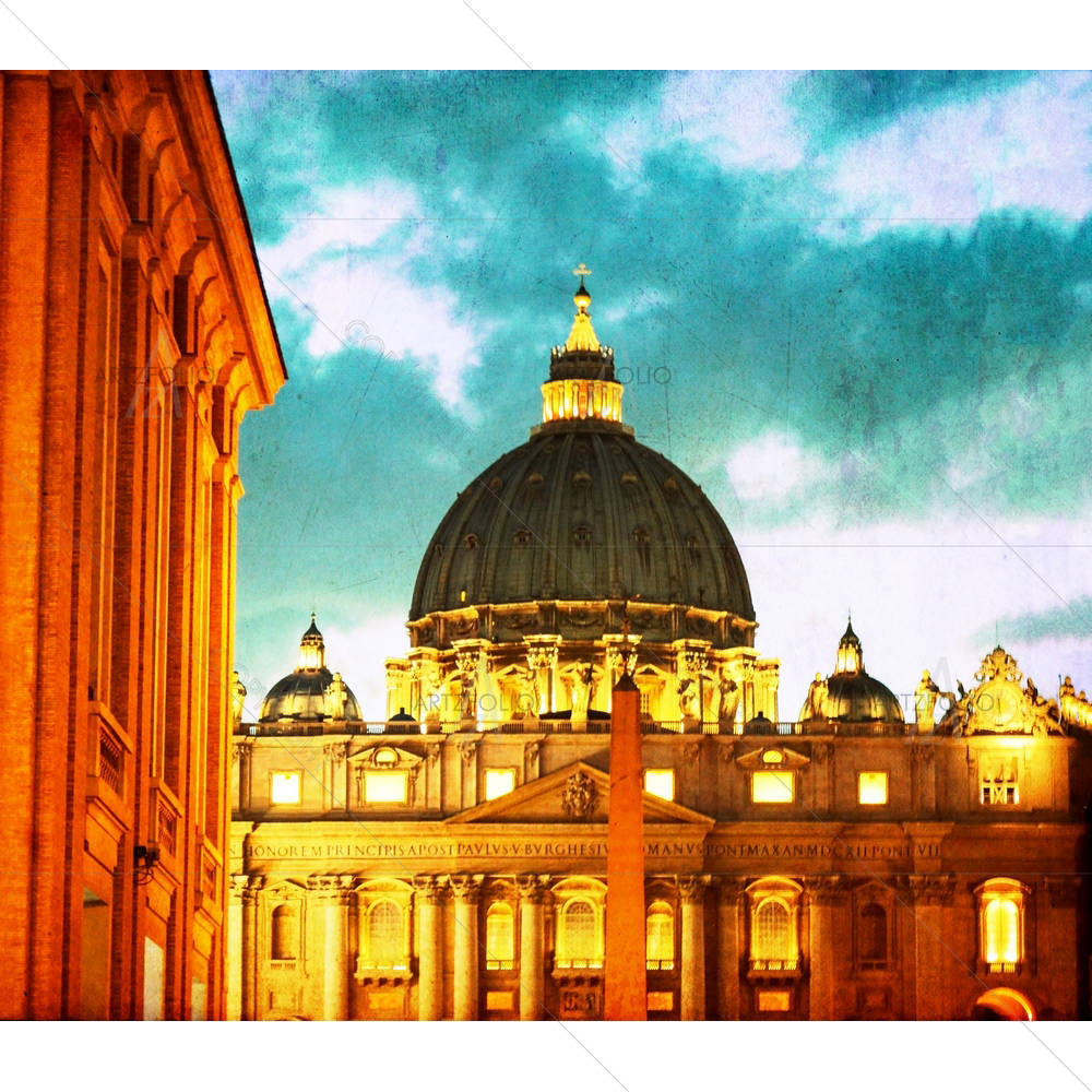 Vintage Basilica Di San Pietro, Vatican City, Italy — custom-size art design 5005958
