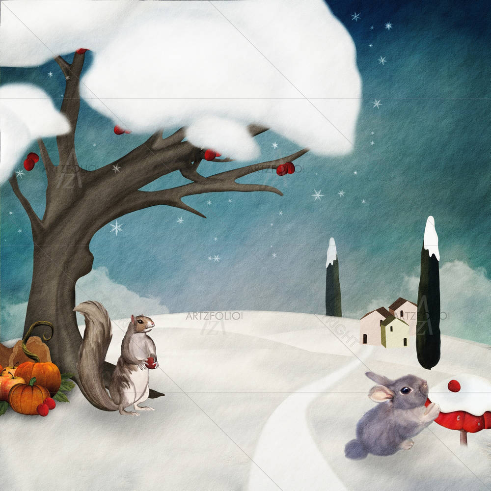 Winter & Animals — custom-size art design 5005978