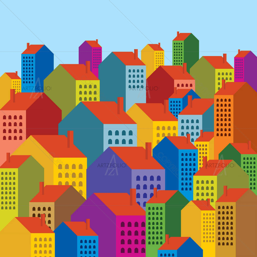 Colorful City Skyline D2 — custom-size art design 5006000