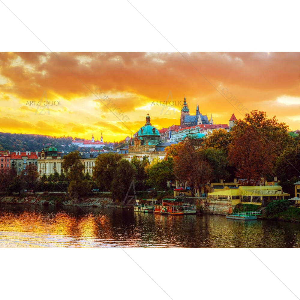 Old Prague from Charles Bridge — Devotional custom art by ArtzFolio