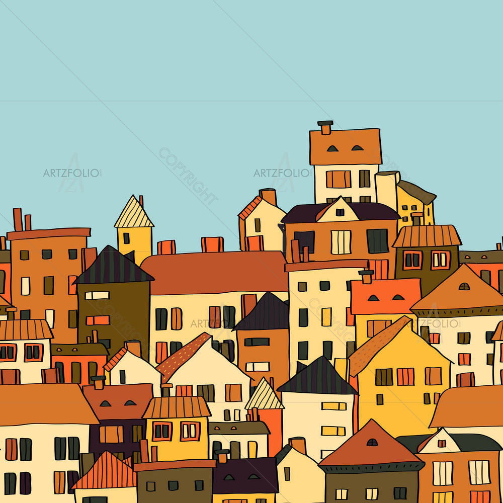 Town In European Style — custom-size art design 5006016