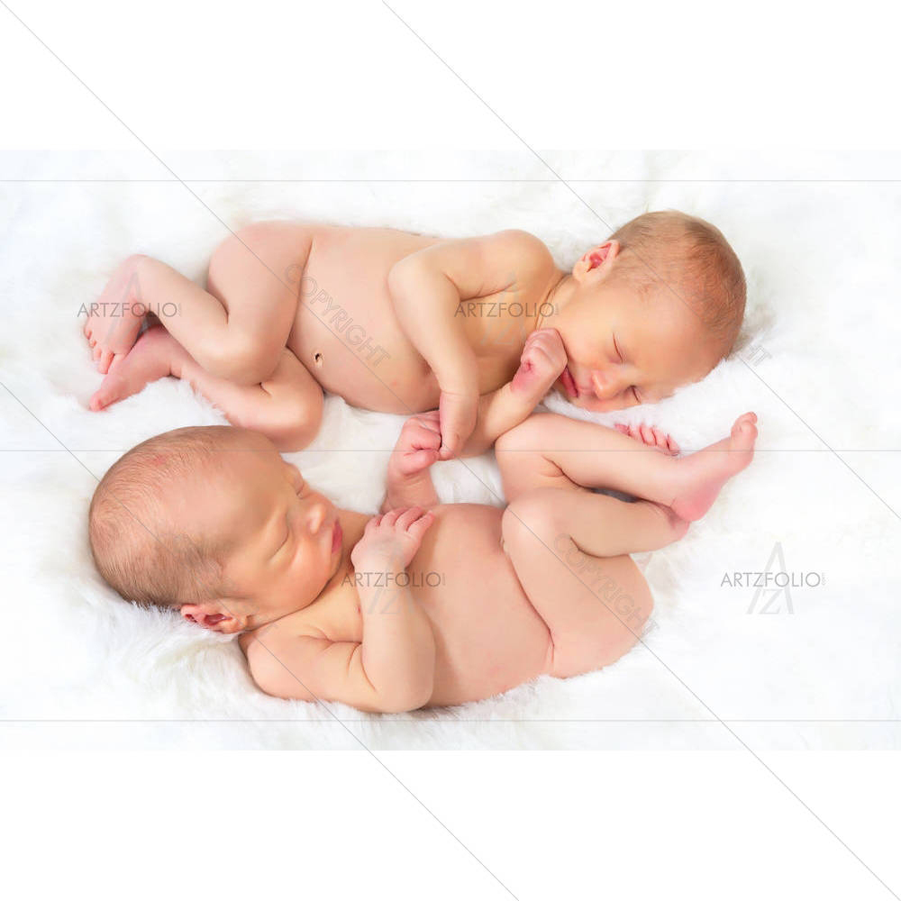 Newborn Baby Twins Sleeping — Asian custom art by ArtzFolio