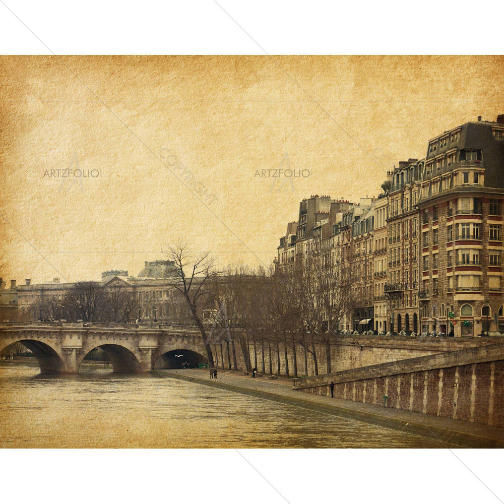 Seine Pont Neuf in Central Paris, France D1 — Ancient custom art by ArtzFolio