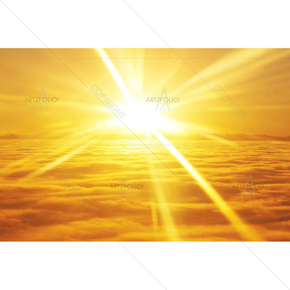 Orange Sky, Sunset Sun & Clouds — Abstract custom art by ArtzFolio