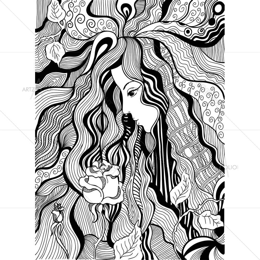 Girl With Rose — custom-size art design 5006039