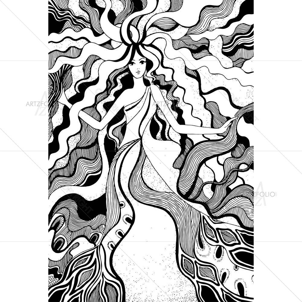 Drawing Of A Girl D1 — custom-size art design 5006040