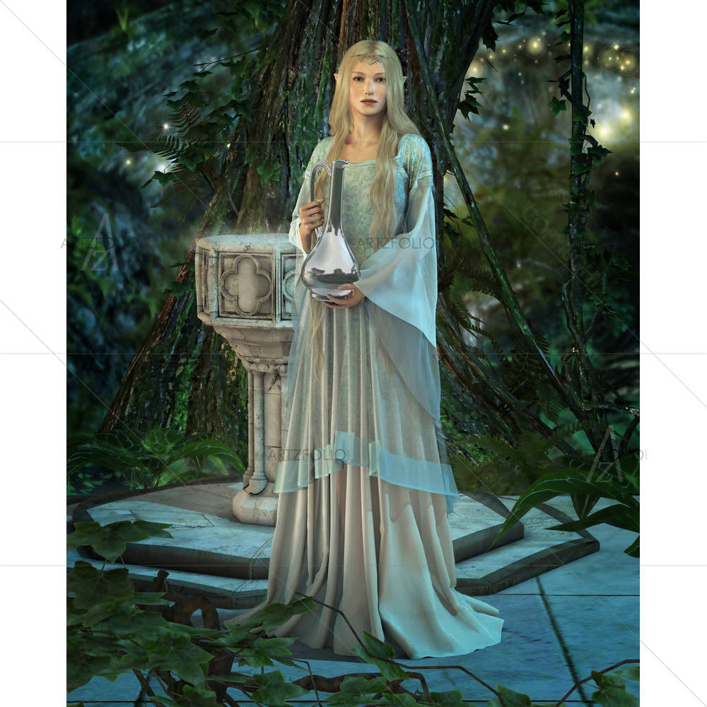 Elven Princess With A Silver Carafe — custom-size art design 5006051