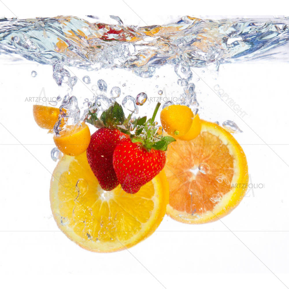 Fruits Falling into Water — custom-size art design 5006057