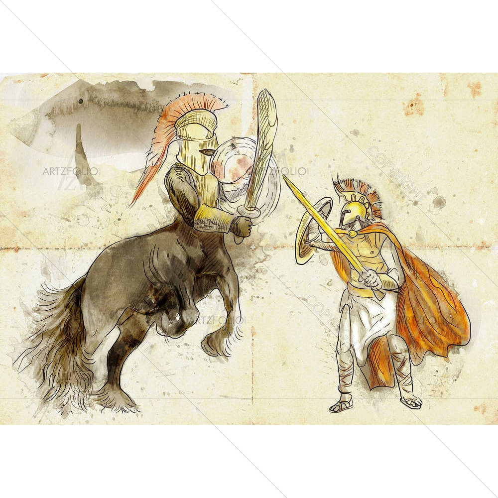 Ancient Greek Myths & Legends Theseus & Centaur — custom-size art design 5006059