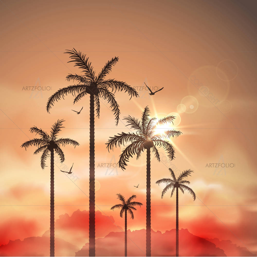 Tropical Landscape With Palm Trees — Automobiles custom art by ArtzFolio