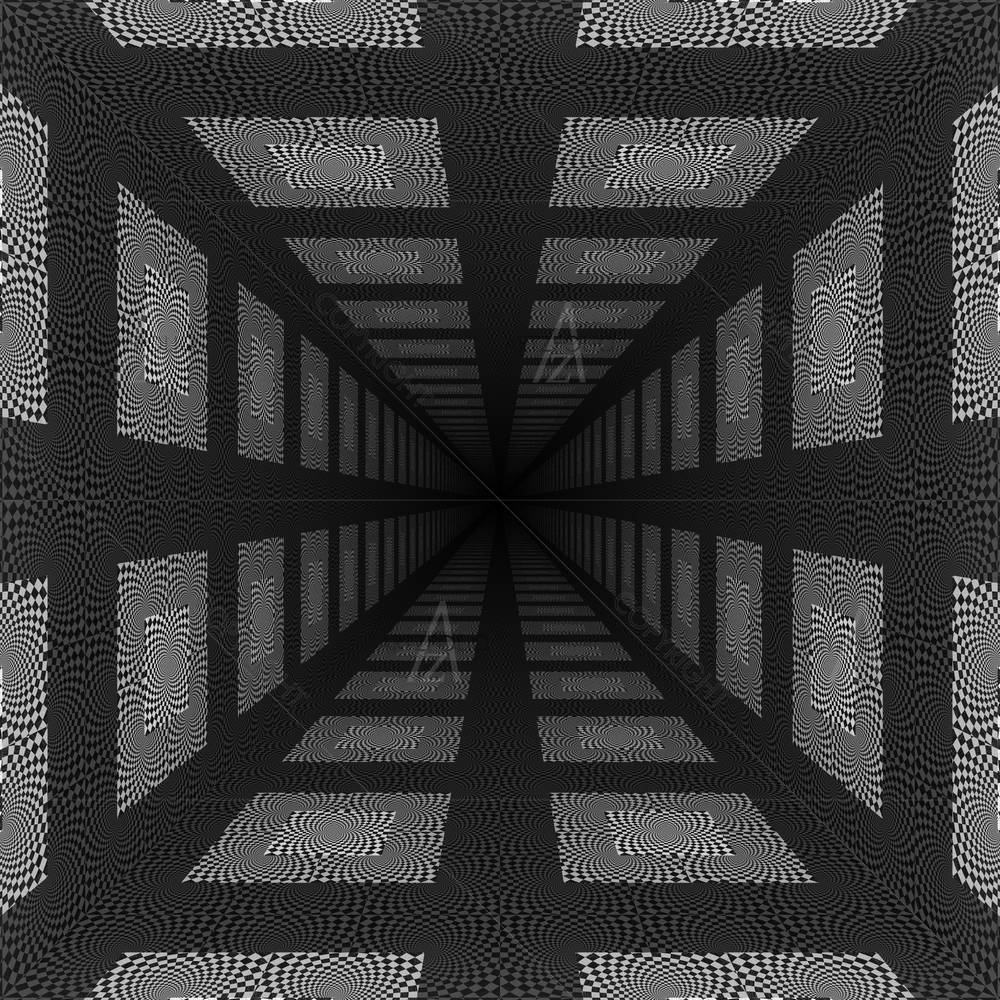 Abstract Black & White Perspective Check Effect — custom-size art design 5006078