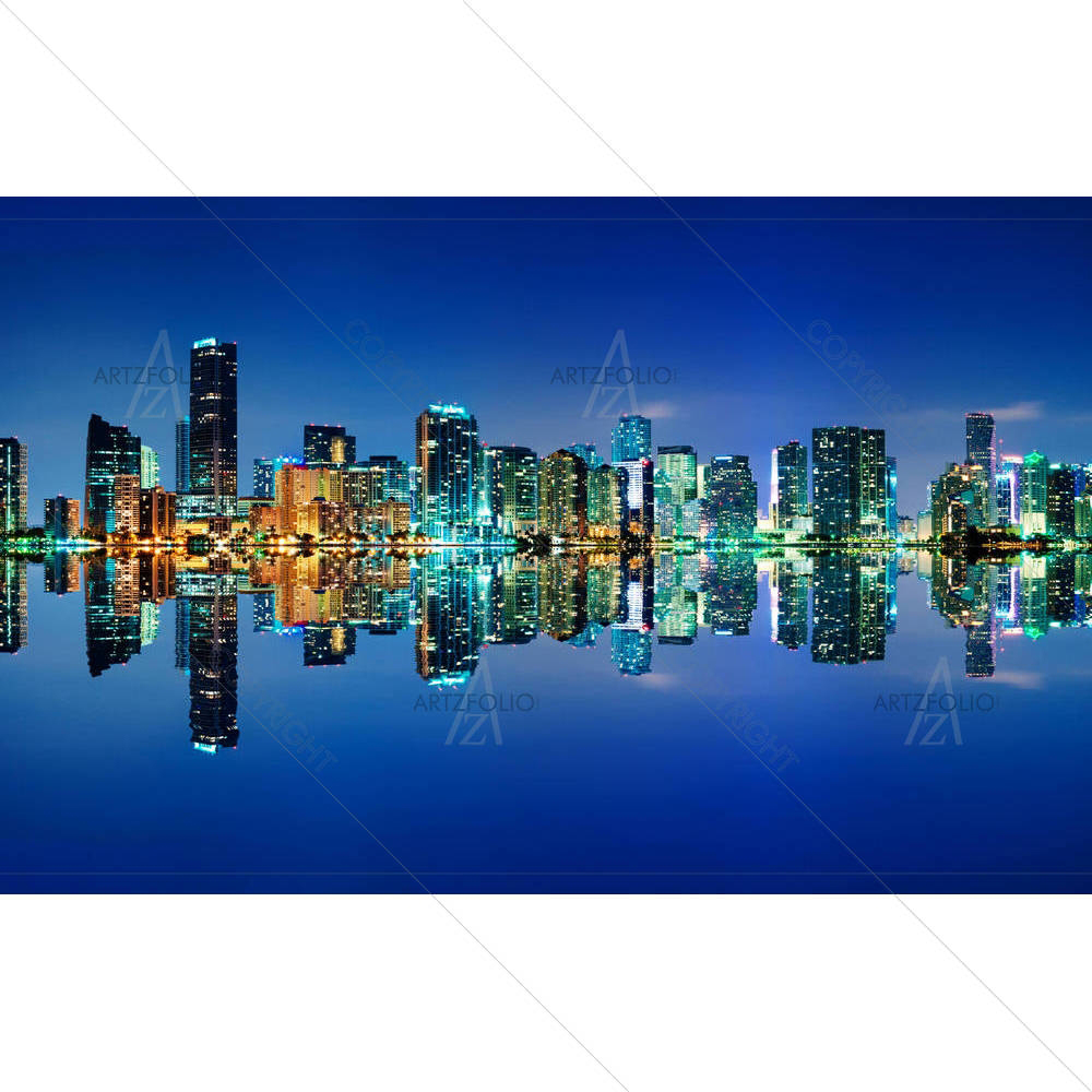 Miami Skyline At Night, Florida, USA — custom-size art design 5006084