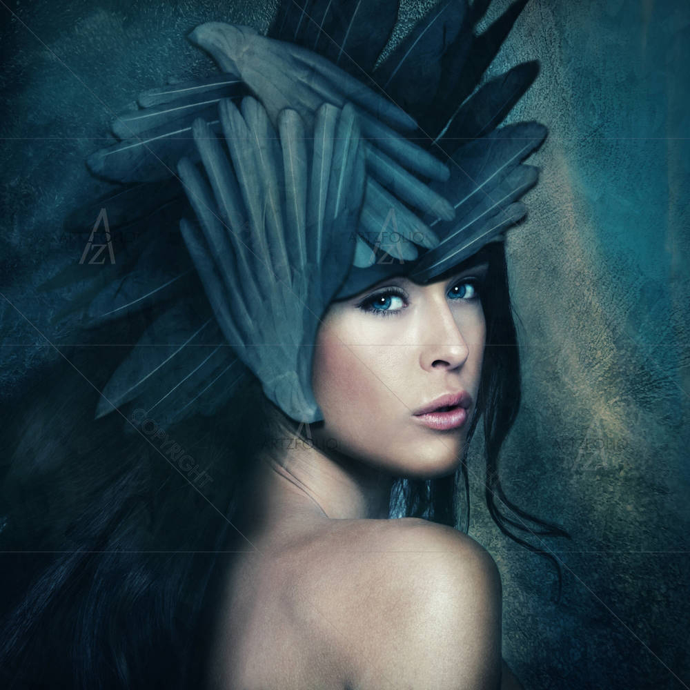 Fantasy Warrior Goddess With Helmet — Devotional custom art by ArtzFolio