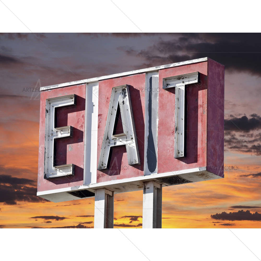Retro Faded Eat Sign — custom-size art design 5006106