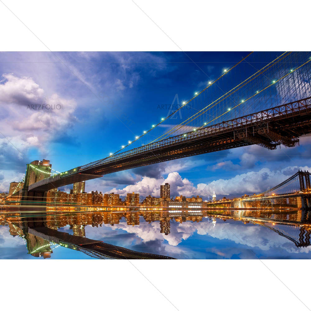 Brooklyn & Manhattan Bridge Reflection, New York USA — custom-size art design 5006122