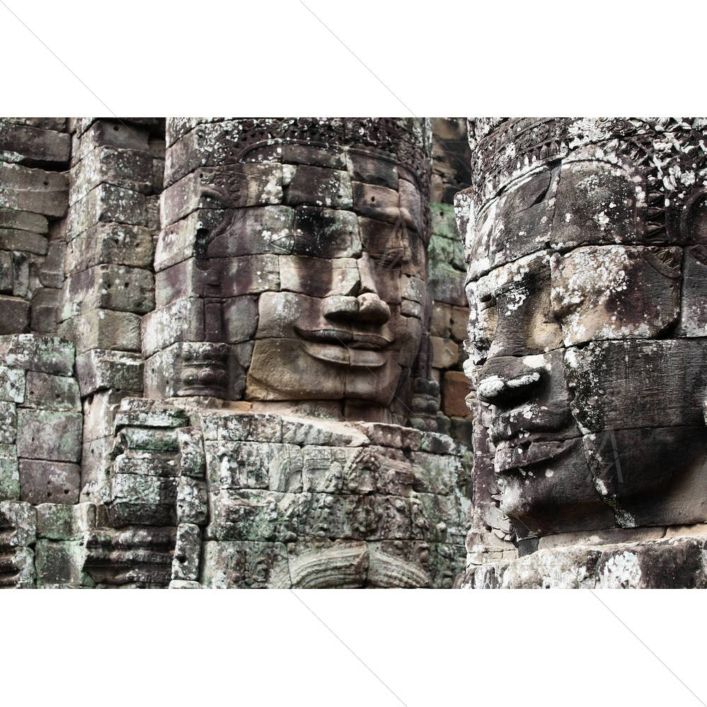 Faces of King on Bayon Temple, Angkor Wat, Cambodia D1 — custom-size art design 5006136
