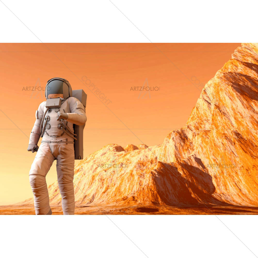 Astronaut Walking On The Surface Of Mars D1 — custom-size art design 5006166