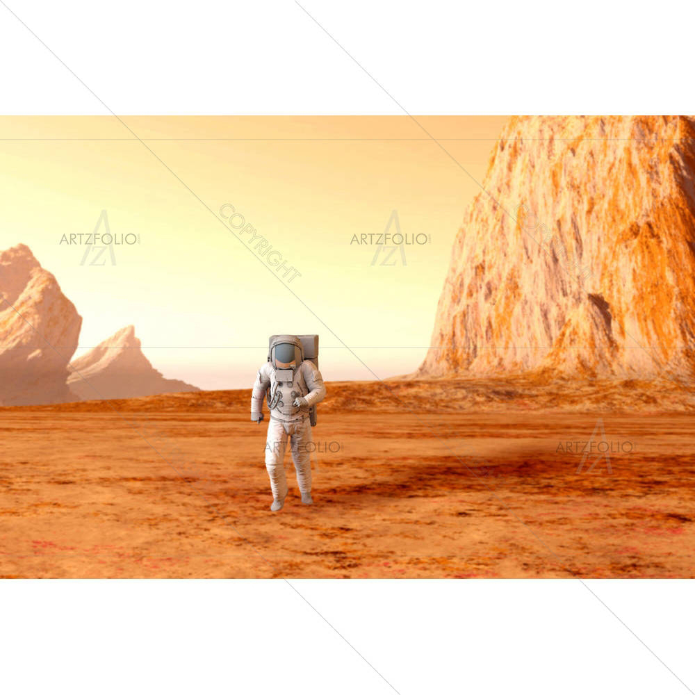 Astronaut Walking On The Surface Of Mars D2 — custom-size art design 5006167