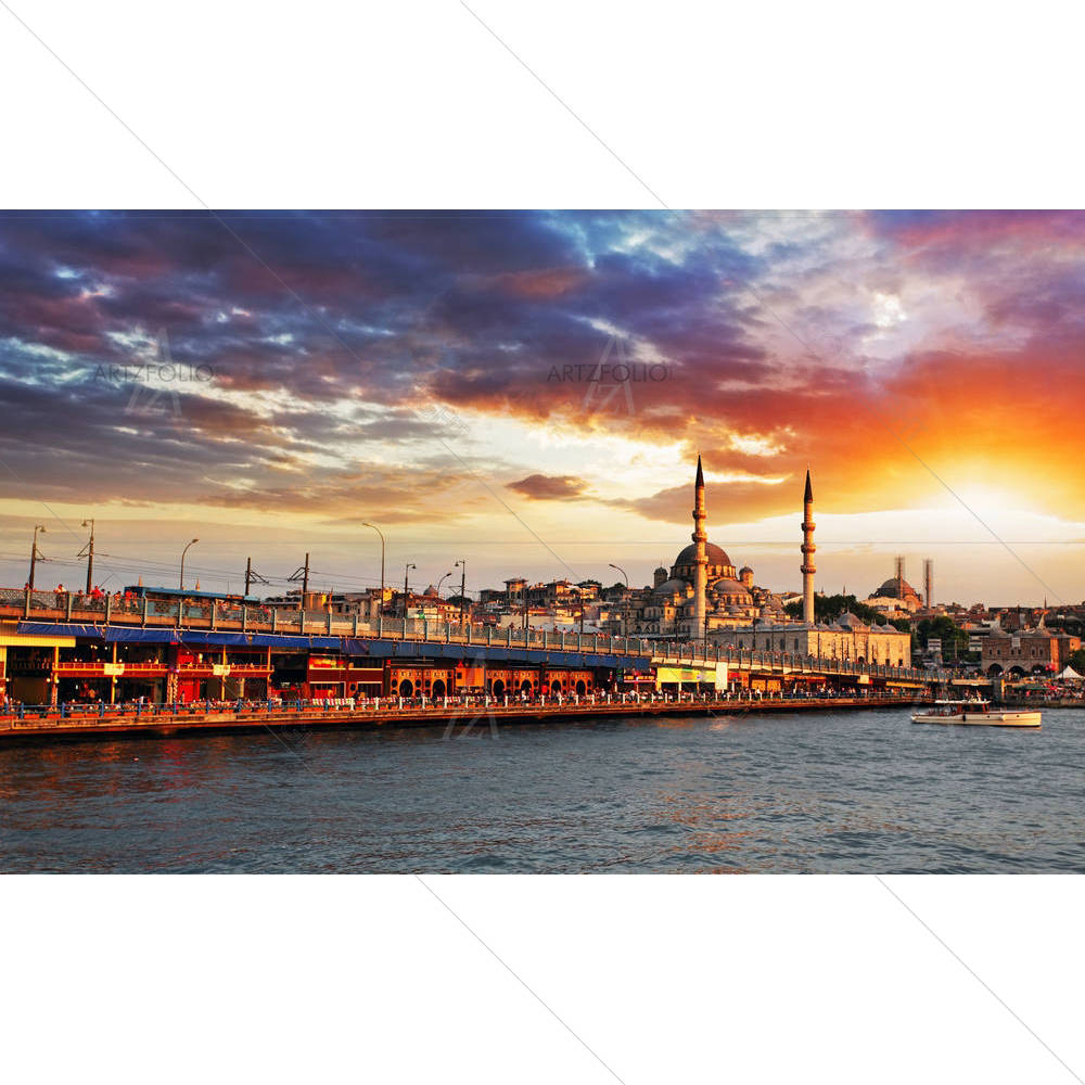 Istanbul At A Dramatic Sunset With Sun, Turkey — Devotional custom art by ArtzFolio
