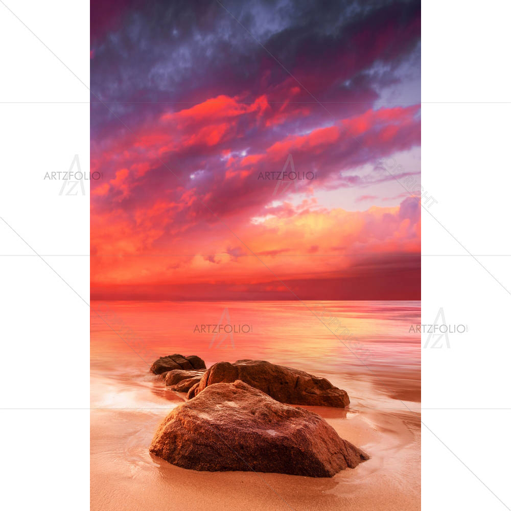 Beautiful Tropical Scene At Sunset — custom-size art design 5006173