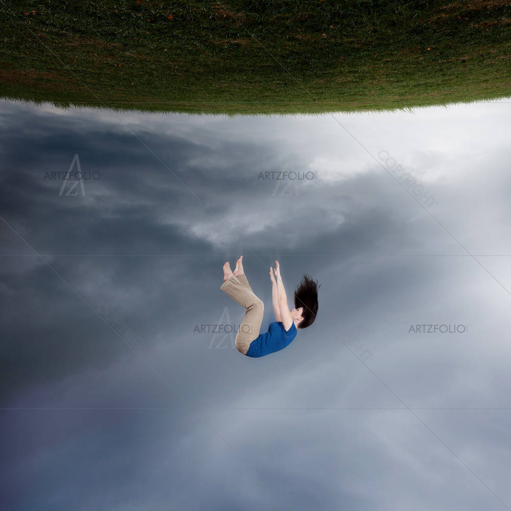 Woman Falling Up Towards Sky — custom-size art design 5006177