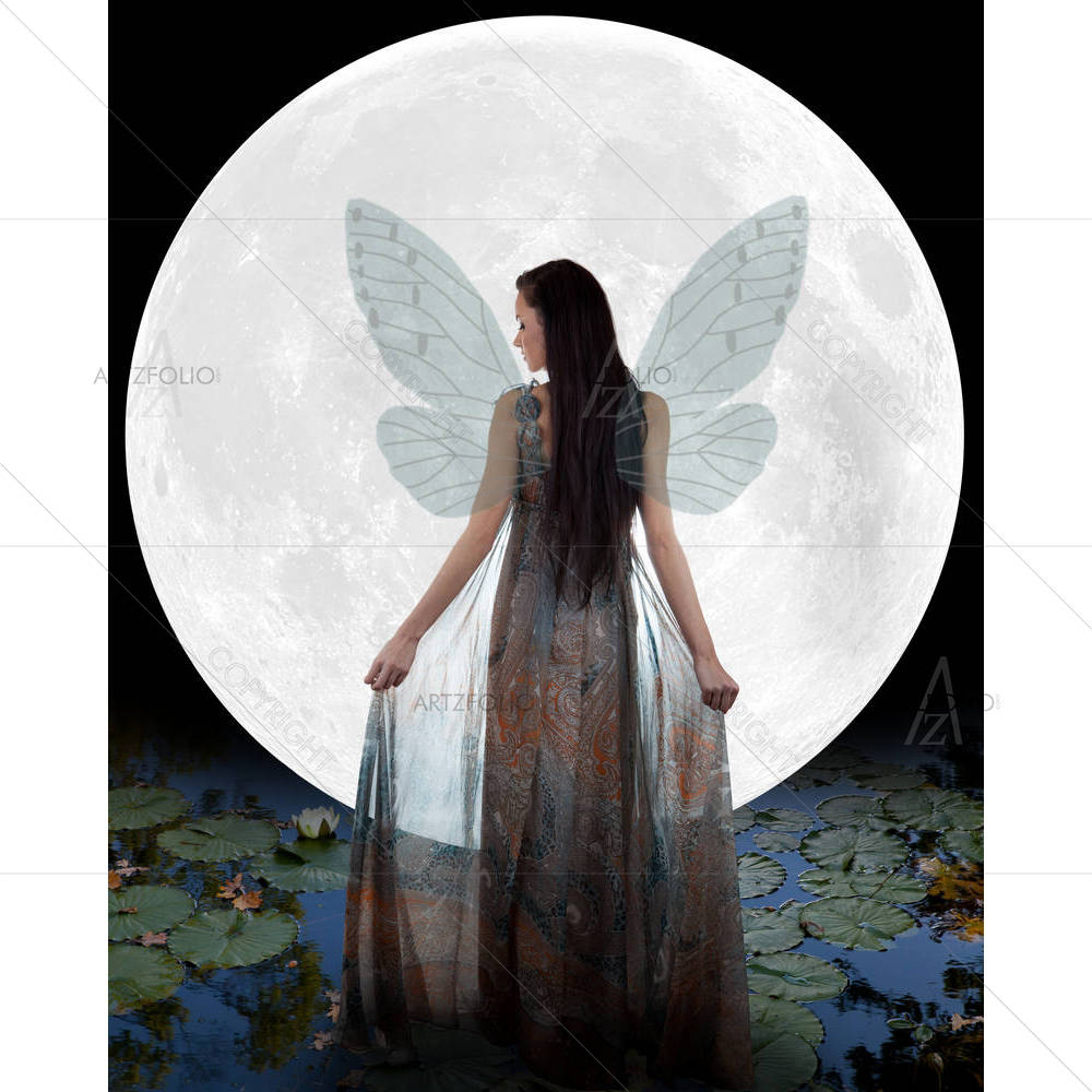 Water Fairy Walking Into The Moon — custom-size art design 5006182