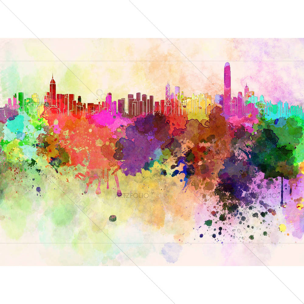 Hong Kong Skyline — Abstract custom art by ArtzFolio