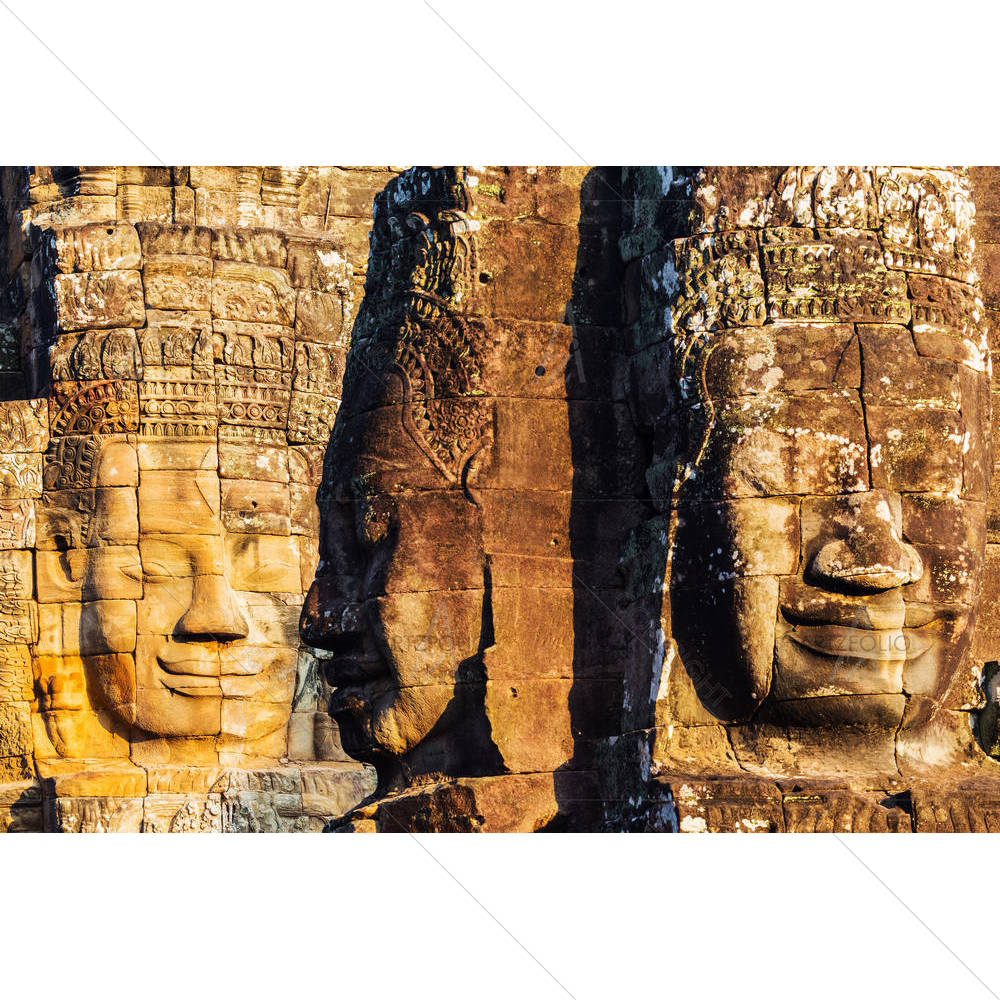 Faces of King on Bayon Temple, Angkor Wat, Cambodia D2 — Devotional custom art by ArtzFolio