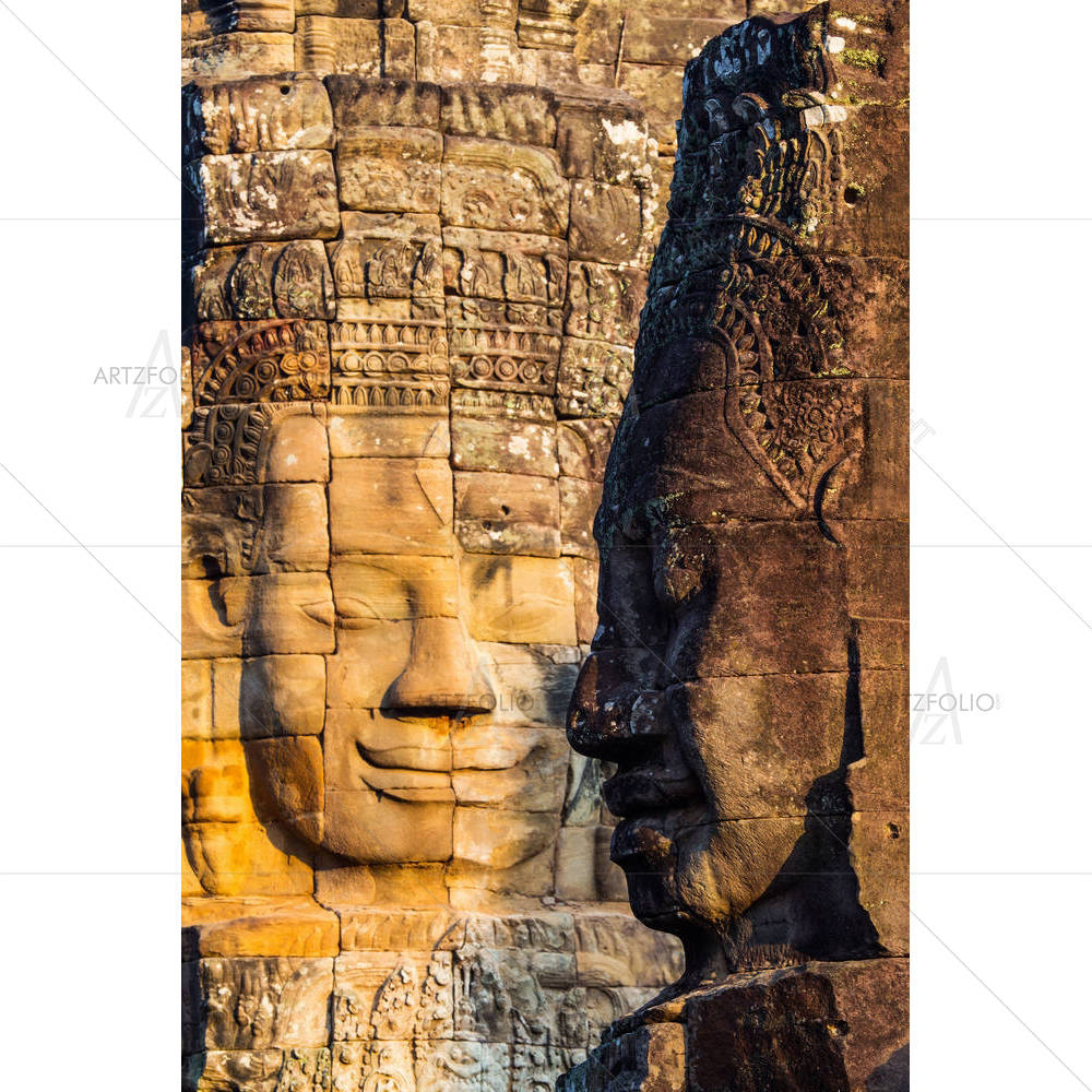 Faces of King on Bayon Temple, Angkor Wat, Cambodia D3 — custom-size art design 5006198