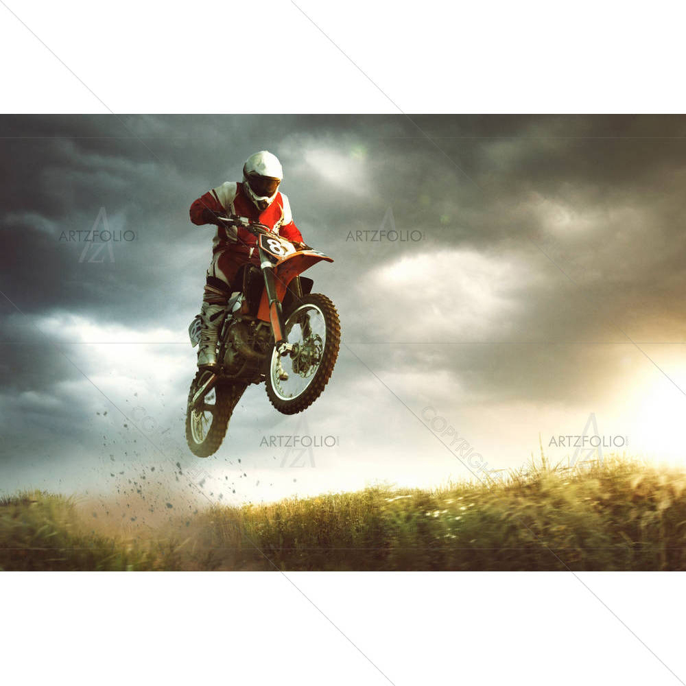 Biker Making A Stunt & Jumps In The Air D1 — custom-size art design 5006210