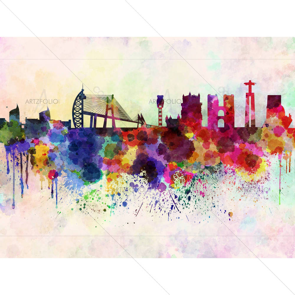 Lisbon, Capital of Portugal, Skyline — Abstract custom art by ArtzFolio
