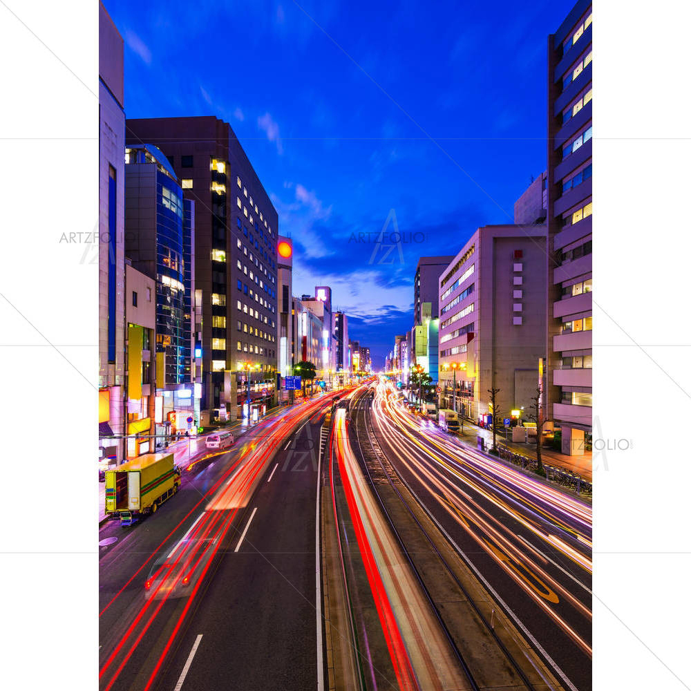 Hiroshima, Japan Cityscape Above Aioi Dori Avenue — custom-size art design 5006222