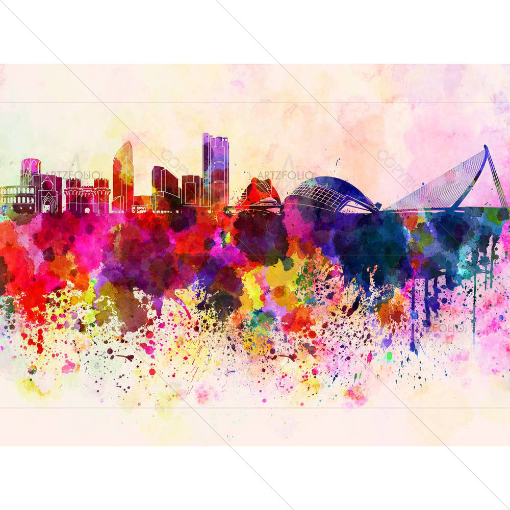 Valencia, Spain Skyline — custom-size art design 5006225